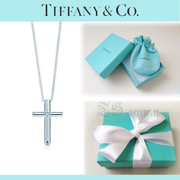 2017新色 ギフトにもティファニー コピー Tiffany ユニセックス ダイヤ付クロスペンダント